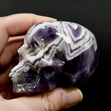 3in Chevron Dream Amethyst Crystal Skull, Realistic Gemstone Carving picture