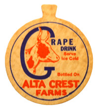 Alta Crest Farms Brookfield, Massachusetts.Grape Drink Bottle Cap 1940s NOS picture