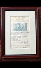 1912 Vintage Clinton Prison Reward/Escape poster.   Dannemora, NY Museum glass  picture