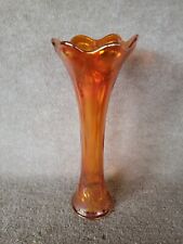 Vintage Imperial Marigold Carnival Glass Vase Bullseye and Rib 12 1/4