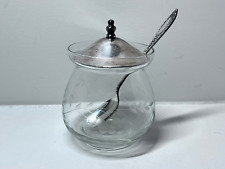 Etched Glass Jar with Sterling Silver Lid and Spoon picture
