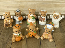Vintage HOMCO (Set Of 8) Holiday Halloween Thanksgiving Fall Bear Figurines picture