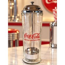 Pristine Vintage 1992 Coca-Cola Glass Straw Dispenser – TableCraft Retro Soda picture