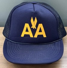 Original Vintage 1980s American Airlines Rope Foam Trucker Baseball Hat Cap Rare picture