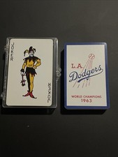1963 LA Dodgers WORLD CHAMPIONS playing cards POKER - BONUS VINTAGE BUTTON PIN picture
