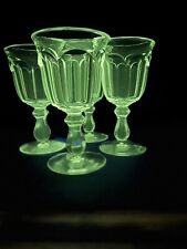 Vintage Uranium Imperial Old Williamsburg Clear 6.5” water wine Goblet Glasses picture