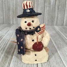 Vtg Folk Art Patriotic July 4th Paper Mache Uncle Sam Snowman K. Bierly Original picture