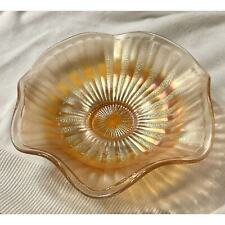 Fenton Stippled Rays/Scale Band Carnival Glass Small Ruffled Bowl, Marigold picture