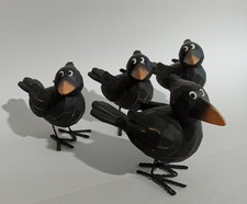 Halloween Resin Crows w/ Wire Feet (LOT OF 4) 3-1/2