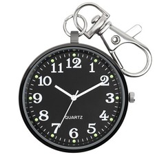 Minimalist Ultra Thin Open Face Quartz Pocket Watch with Key Buckle Unisex Po... picture