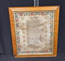 Antique 1835 Star Of Bethlehem Framed Needlework Sampler  picture