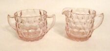Vintage Cube Pink Depression Glass Flat Creamer & Sugar Bowl by Jeannette picture