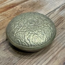 Vintage Korean Brass Trinket Box Covered Dish Floral Embossed Made in Korea 4