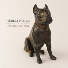 Antique Hubley 826 Cast Iron Boxer Bulldog Still Coin Bank c1920s Rare Original picture