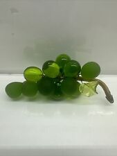 Vintage 1960's MCM Hand Blown Glass Grape Cluster  Leaf, Wired 4” picture