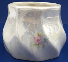 Brush Pot Planter Vase Luster Ware Floral Decals Ceramic 3-1/2” Tall B23 picture