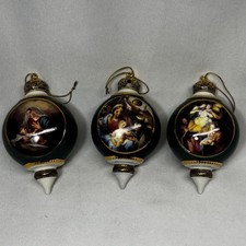 Bradford Exchange Promise Of A Savior Ornament Set 3pc Nativity Heirloom picture