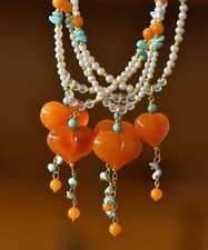 1pc Baltic amber HEART pendant Pearl and Turquoise Necklace picture