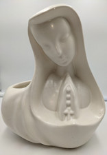 Vintage Hull Ceramic Madonna Planter Virgin Mary Praying Rosary 9.5” T  417 USA picture