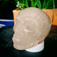 1.76LB TOP Natural Fluorite quartz skull crystal Hand-carved ornament healing picture