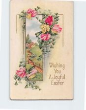 Postcard Wishing You A Joyful Easter with Flowers Easter Embossed Art Print picture