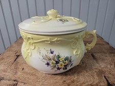 Arnel's Chamber Pot Roses Vintage 1976 Stunning Yellow Retro Pottery, 3pc. picture