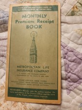 Antique 1938 Metropolitan Life Insurqnce Premium Receipt Book picture