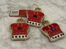 Target M&S Marks Spencer London Set of 3 BEADED FABRIC CROWN ORNAMENTS Christmas picture