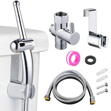 Enema shower Bathroom Handheld 59 inches Shower Hose with 5 Piece Set, Silver  picture