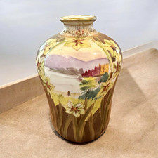 Antique Early 20th Century Nippon Porcelain Scenic Landscape Vase picture
