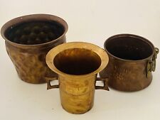 Antique Stunning Three Primitive, One Heirloom, Hand-Etched Copper Pots picture