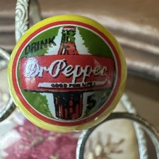 Vtg 1930 Peltier Glass Dr Pepper 5c Soda Advertising Character Marble Shooter 1