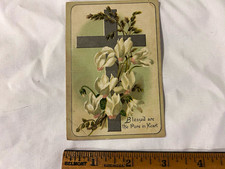 Christian Holy Card Cross & Flowers