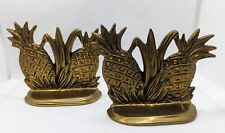 Vintage MCM Brass Pineapple Bookends Solid Brass Book Ends Mid Century Modern picture