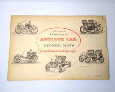 VTG Historic Collection Antique Car Hand Sketched Laminated Dinner Mats Set of 6 picture