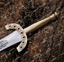 Eye-Catching Handmade Carbon Steel Viking Sword With Leather Sheath, Medieval picture