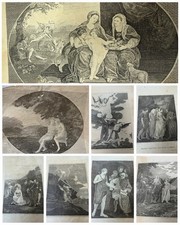 8 Antique Bible Engravings 1800s Religious Prints Brocas Maguire Holy Family picture