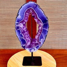 4.4LB Natural Amethyst Cave Crystal Slice Crescent shaped Hand Cut Repai picture