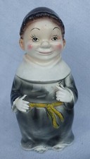 Old Vintage Mid Century Hand Painted Ceramic Coin Bank Monk Friar picture
