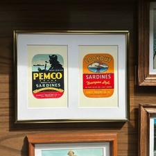 Vintage Maine Sardine Label Art Framed 8x10 Pemco Lookout Sunset Packing Co ME picture