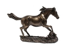 US 13.63 Inch Horse Cantering on The Grassland Cold Cast Bronze Figurine picture