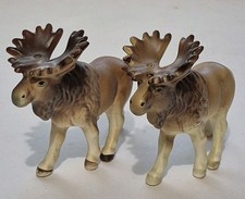 Vintage IAAC Ceramics Japan Elk Salt & Pepper Shaker Set Repaired Antler picture
