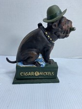OLE PUFFER Mechanical Bank CIGAR 5¢ NICKELS Cast Iron BOOK KNOWLEDGE Dog w Hat C picture