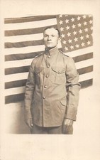 H77/ Interesting RPPC Postcard c1910 Soldier Patriotic Flag Military 170 picture