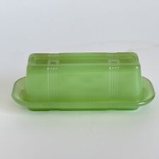 JADEITE GREEN GLASS CRISS-CROSS PATTERN BUTTER DISH  1 stick DISH with COVER picture