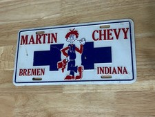 Vintage Tim Martin Chevy License Plate Bremen Indiana Chevrolet Used IN picture