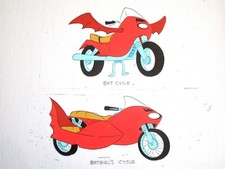 MOTORCYCLE BATMAN and ROBIN  DC COMICS Filmation 1960's ORIGINAL MODEL CEL picture