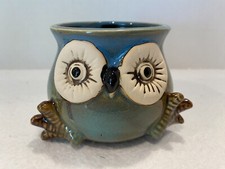 Pacifica Home Baby Owl Ceramic  Coffee Mug 16 oz Blue Green Brown Owl Feet picture