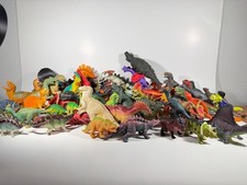Large Dinosaur Toy Lot 60 Prehistoric Figures Vintage Rubber Action Figures picture