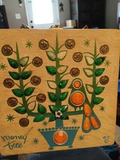 Vintage 1960s Enid Collins of Texas Original Box Money Tree Wood Purse Mirror picture
